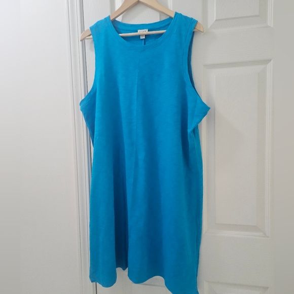 J. Crew Vibrant Blue Crew Neck Sleeveless T-shirt Dress. - Picture 4 of 4